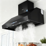 Devanti 1200mm Commercial BBQ Range Hood Dual Motor W/ Remote Control Black RH-RC-BBQ-1200