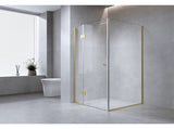 110x70cm Corner Frameless Shower Screen Gold Wall Channel with SS Hinges for Modern Bathroom Style V63-935581