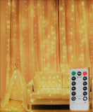 USB Powered 300 LED Curtain String Light with 8 Modes and Remote Control for Bedroom Party Wedding V178-14667