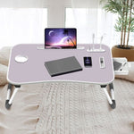 Ekkio Portable Laptop Bed Desk Foldable Legs with USB Charge Port Home Office Light Pink V227-2997162002002