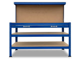 3-Layered Work Bench Garage Storage Table Tool Shop Shelf Blue TBL-3LY-WH-BU