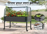 Green Fingers Mobile Raised Garden Bed with Net Cover Storage Shelf for Tomato Vegetables Herb GB-AG-PLAT-GH-GR