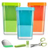 3PCS Herb Keeper with Stripper and Scissors, Moisture-Proof Seal Plastic Cilantro Storage Spices V1369-AZ3-W-08804