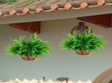 Artificial Hanging Outdoor UV Resistant Boston Fern with Basket, Greenery Hanging Planter for Patio V1366-AZ2-W-16646