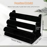 2Pack Velvet Bracelet Holder with 3 Tier Rack, Black Detachable Jewelry Display Stand T-Bar Necklace V1107-107-75439-GRY-2PACK