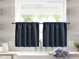 2 Pack Blackout Kitchen Curtains Navy Blue, 106 x 91 cm V1188-MS-604-008-3