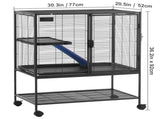 36" Metal Small Animal Cage 2-Tier Rolling Ferret Cage with Tray A Ramp V952-JSXDL322233IWSCUUV0