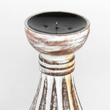 Hand-Carved Classic Candle Holder-Whitewash 20Cm 8x25cm V637-33746CDL