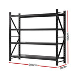 Giantz 2Mx1.8M Garage Shelving Warehouse Rack Pallet Racking Storage Shelf Black WR-F-20186-200BK-ABC