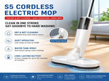 S5 White Cordless Electric Spin Mop with Spray Function USB Rechargeable Floor Cleaner - Dual V888-ELOSUNG53365