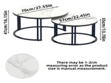 Stylish Round Nesting Coffee Tables with Metal Frame V767-JJ-XZ999-BLB