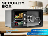 All Steel Safety Box Wall Mountable Fireproof Mini Safe Box Keypad and Key Dual Unlock Methods with V985-SECURITYBOX