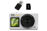 5K HD Dual Screen Digital Camera Point and Shoot Selfie Camera with LED Fill Light - Black V1263-JX-6753-1