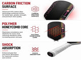 Black and Red T700 Raw Carbon Fiber Pickleball Paddle Set - 2 Professional Honeycomb Core Paddles, 4 V888-ELOSUNG55215-1