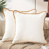 SOGA 45cm Warm Wood Tone & Apricot Shell Edged Square Throw Pillow FRENCHCUSHION234