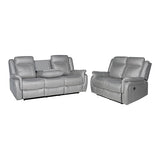 3-2 Seater Finest Grey Fabric Recliner Sofa Sturdy Construction Metal Mechanism V43-SET-CARL-3-2-GR