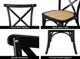 Artiss 4x Dining Chairs Rattan Wooden Kitchen Accent Chair Cafe Lounge Rubber Wood DINC-G-RA-BKX4