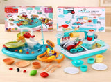 Keezi Kids Pretend Kitchen Sink and Water Playset Fishing Game Toys Play food PLAY-SINK-COMBO