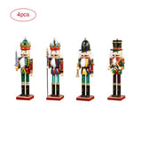 4Pcs 30cm Christmas Nutcracker Soldiers Wooden Soldier Nutcracker on Stand Home Decor Christmas Gift V1294-YM0717-10065654