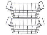 2 Pcs Freezer Wire Storage Basket PE Coated Hanging Rack Organizer Bin Black for Refrigerator V1294-YM0706-3113230263711