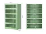 Artiss 2x Buffet Sideboard Cabinet Storage Cupboard Mesh Doors Metal ELIA Green AI-SIDE-M-5D-02-GN-ABX2