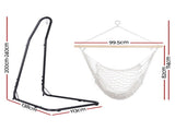 Gardeon Hammock Hanging Chair with Heavy Duty Steel Stand HM-CHAIR-MES-CREAM-A