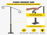 Handrails for Outdoor Steps, Fit 1 or 2 Steps Outdoor Stair Railing, Single Post Wrought Iron V952-LTFSSHSDDZJSFS001V0