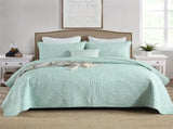 100% Cotton Embossed Aqua Medallion Serenity Coverlet Bedspread Set V745-MMPAC061011Q13U