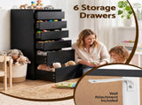 Artiss 2x Chest of 6 Drawers Dresser Tallboy Black FURNI-N-CDR-6D-BK-ABX2