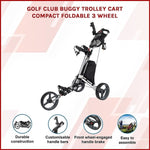 Golf Club Buggy Trolley Cart Compact Foldable 3 Wheel V63-839311