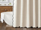 Waterproof Shower Curtain Thick Boho Wavy Edge With Rustproof Hooks - Beige V1263-JX-8071-3