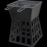 Black Fire Pit Square Log Patio Garden Heater Outdoor Table Top BBQ Camping V63-835261