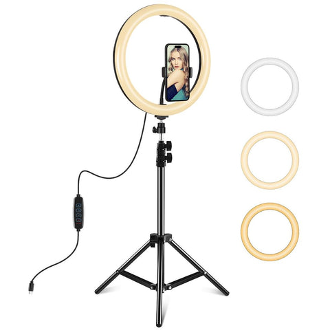 11.8 Led Ring Light With Tripod And Phone Clamp - 3 Modes Dual Colour Temperature Curved Surface V562-B8903TKP