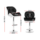 Artiss 2x Bar Stools Gas Lift Padded Leather Black & White BA-K-717A-BK-WHX2