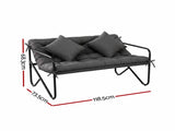 Gardeon Garden Bench 2 Seater Outdoor Bench Metal with Cushion 118cm Black GB-TEX-CUSHION-BK
