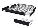 Artiss Double Bed Frame with Storage Drawers RGB Lights Charging Station Upholstered Fabric BFRAME-H-ZENO-D-BK-ABC