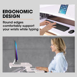 FORTIA Desk Riser 90cm Wide Adjustable Sit to Stand, for Dual Monitor, Keyboard, Laptop, White V219-ADKRISFO96WB