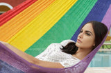 Mayan Legacy Single Size Cotton Mexican Hammock in Rainbow Colour V97-3M RAINBOW
