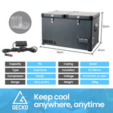 GECKO 75L Dual Zone Portable Fridge / Freezer, SECOP German Brand Compressor, for Camping, Car, V219-CMPFRGGKD7MA