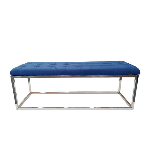Holly Ottoman Silver Base - Blue Seat V292-OTT-HOLLY-SILVERBASE-NAVYBLUESEAT