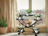 6 Potted Heart-shaped Metal Tall Plant Stand Rolling Garden Cart Flower Racks AU V767-HJ-XZ1747