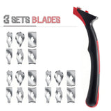 Contour Scraper Set with 6 Replaceable Stainless Steel Blades and Metal Sharpening File, Ergonomic V1341-ZY-RD39LT34-18BLADES