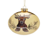 Christabelle Large Gold Glass Baubles 6Pcs with Reindeer Print Balls Christmas Tree Decoration 112_YAN205S6