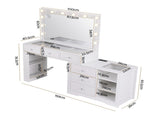 Artiss Dressing Table Mirror Charging Station Glass Top Makeup Vanity Desk RGB Cabinet Storage FUR-AG-DRESS04-WH-AB