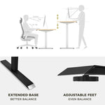 120cm Standing Desk Height Adjustable Sit Grey Stand Motorised Dual Motors Frame White Top V255-DMG-120W