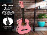 Karrera 34in Acoustic Childrens Wooden Guitar - Pink NC-34-PK