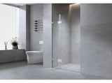 90cm Wall-to-Wall Frameless Shower Screen with Nickel Brackets, SS Hinges & F-Brackets V63-937111