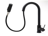 Matt Black Round Pull Out Down Kitchen Sink Tap Laundry Basin Mixer 2 Way Spout V1233-KRD519BL