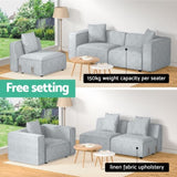 Artiss Modular Sofa Chaise Set 3-Seater Grey SBED-E-FA-02-3S-GY