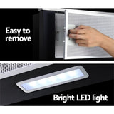 Devanti 600mm Range Hood 60cm Slide out Rangehood Stainless Steel RH-D-L03-60-BK